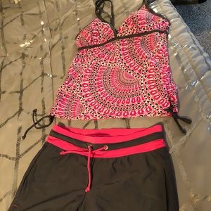 Free Country tankini + swim shorts